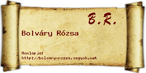 Bolváry Rózsa névjegykártya